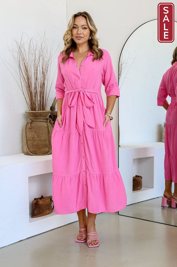 JG Pink Long collared dress