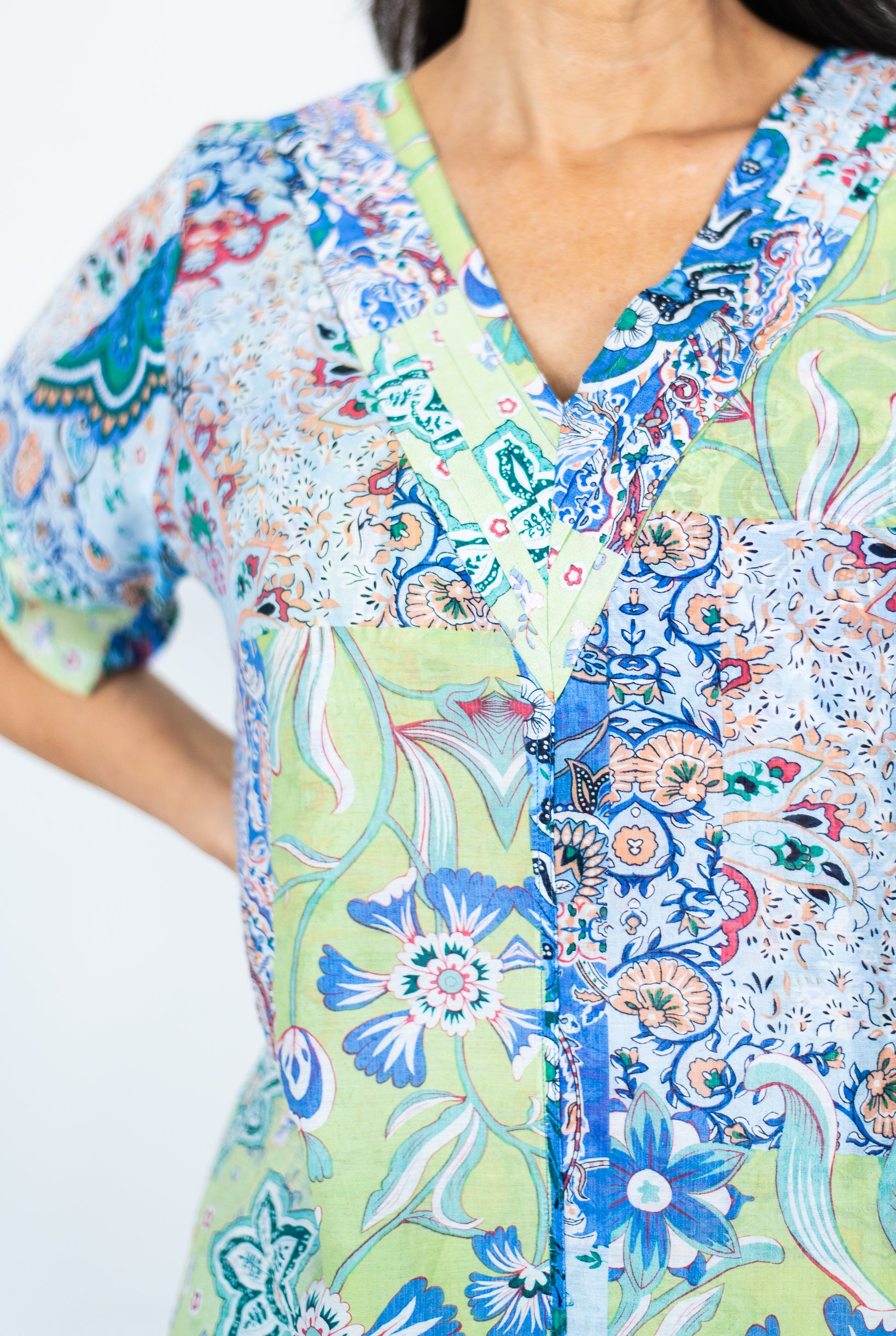 Pavani Abstract V neck Dress