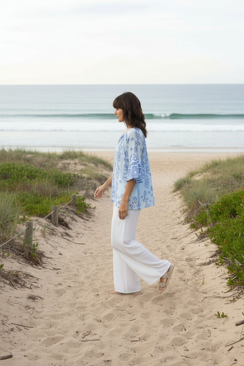 Carla Tassel Top Blue