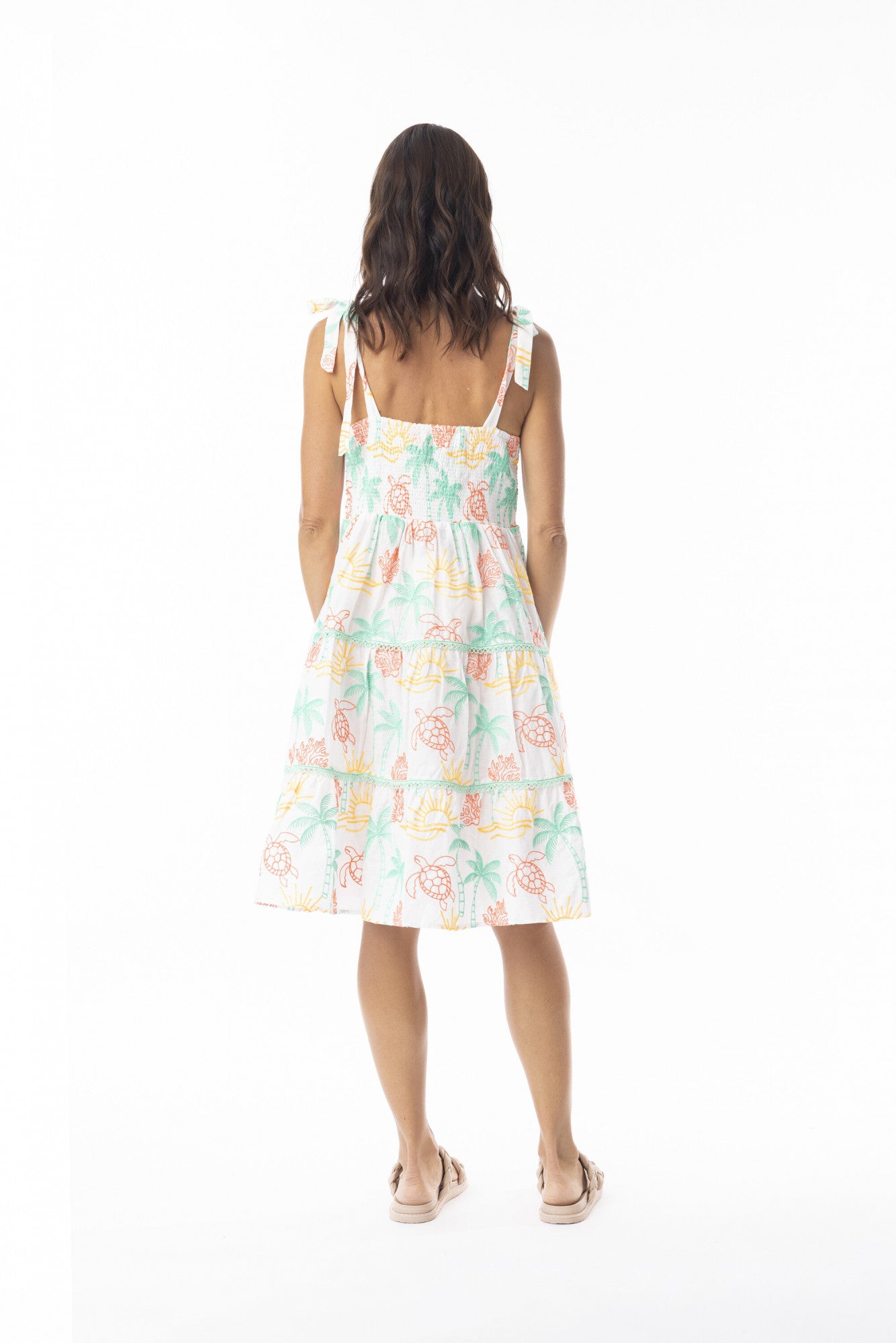 Coral Tie Strap Dress