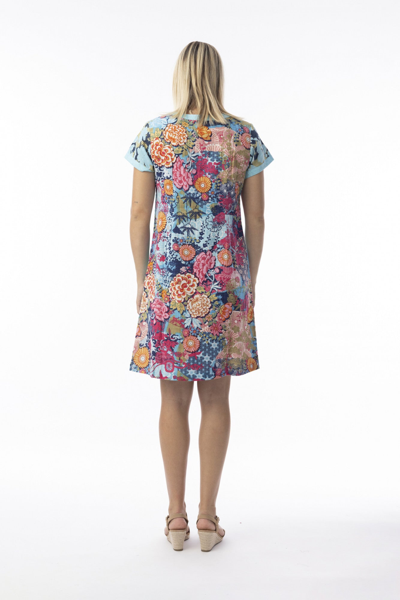 Ikebana Short sleeve Patch Dress