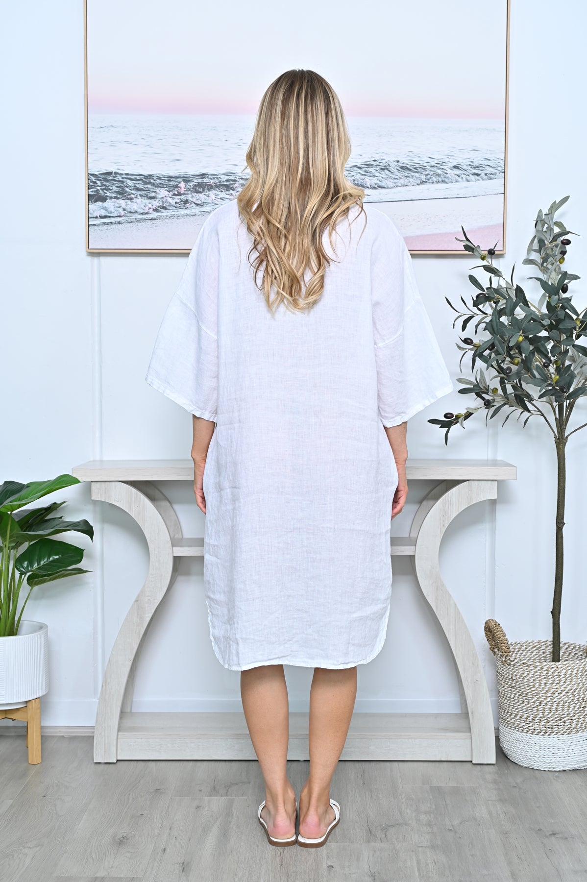 Butterfly Linen Shirt Dress