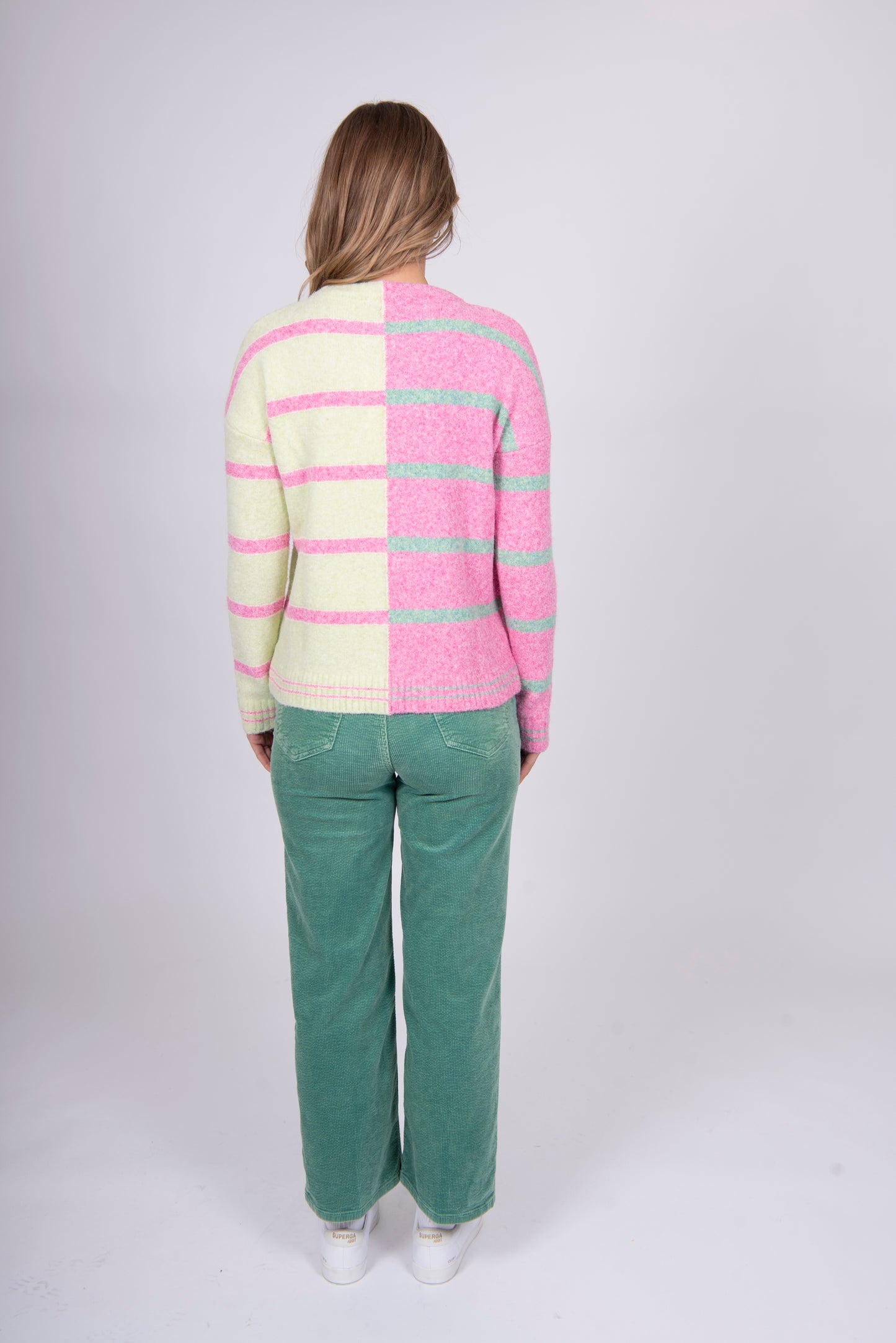 Bella Striped Block Jumper Light Matcha