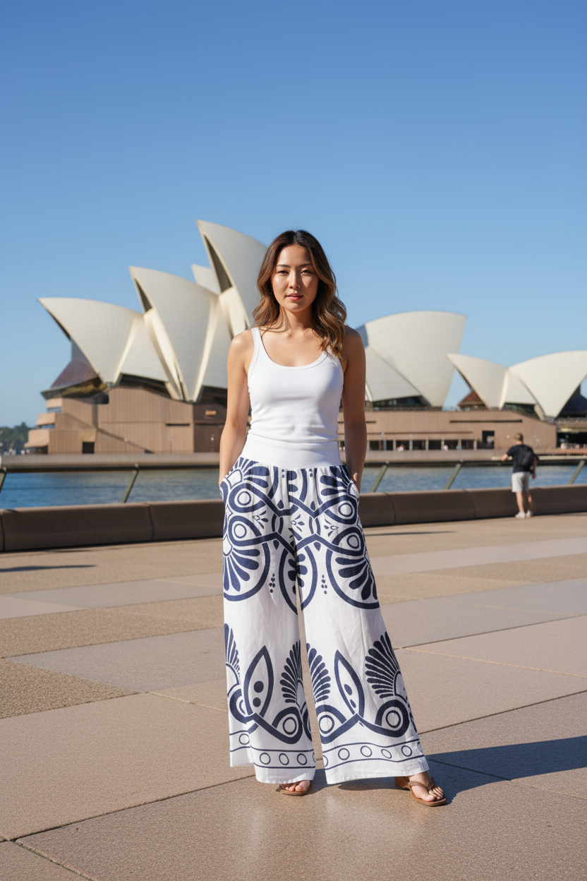 Blown Away Pants Navy print