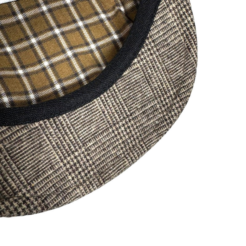 Wool Blend Plaid Flat Hat