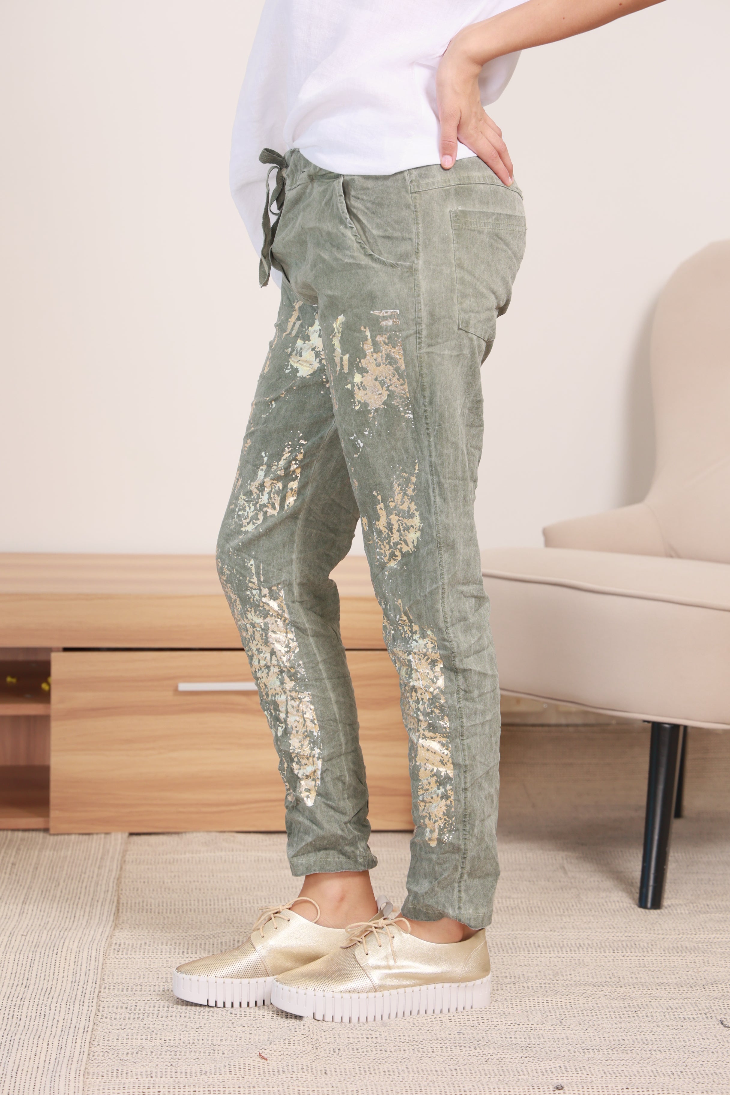 Champagne Splattered Pants