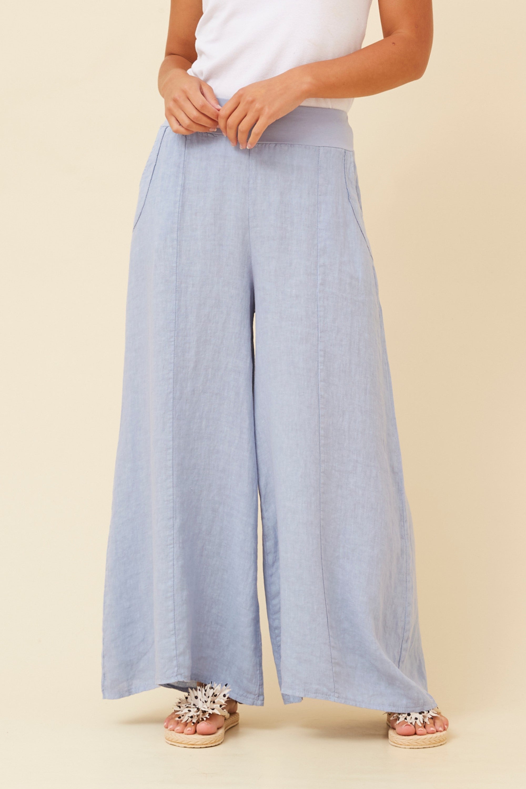 BM Linen Wide leg pant Denim