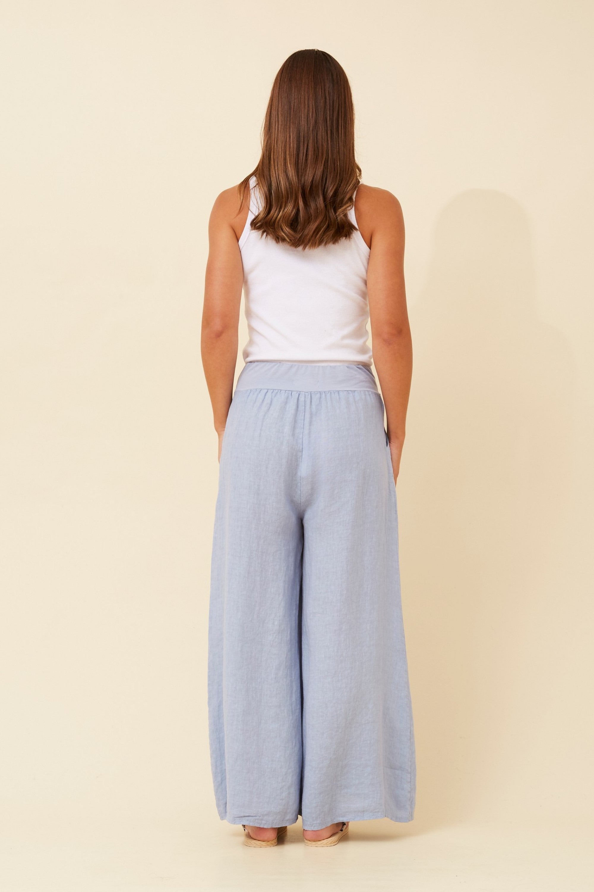BM Linen Wide leg pant Denim