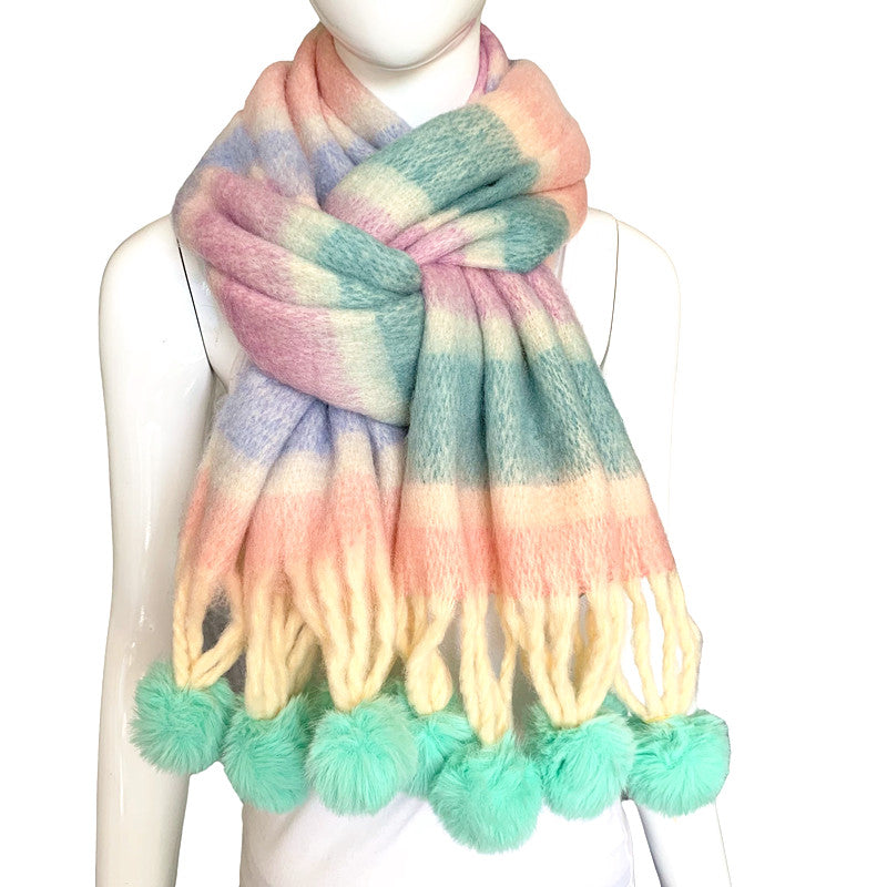 Stripe Fluffy Scarf