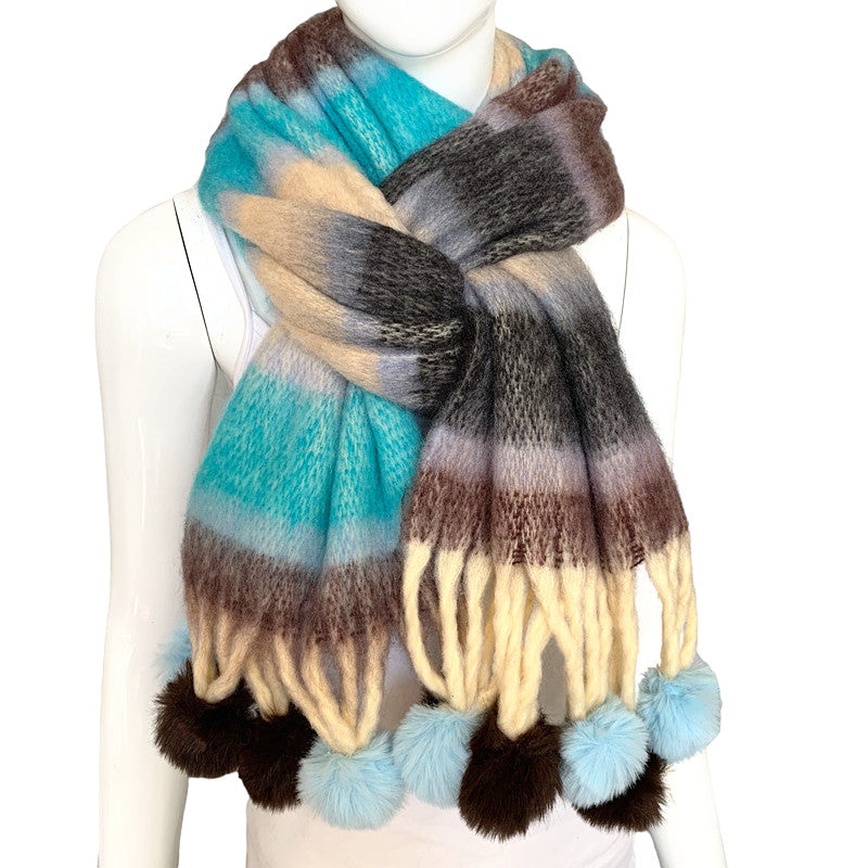 Stripe Fluffy Scarf