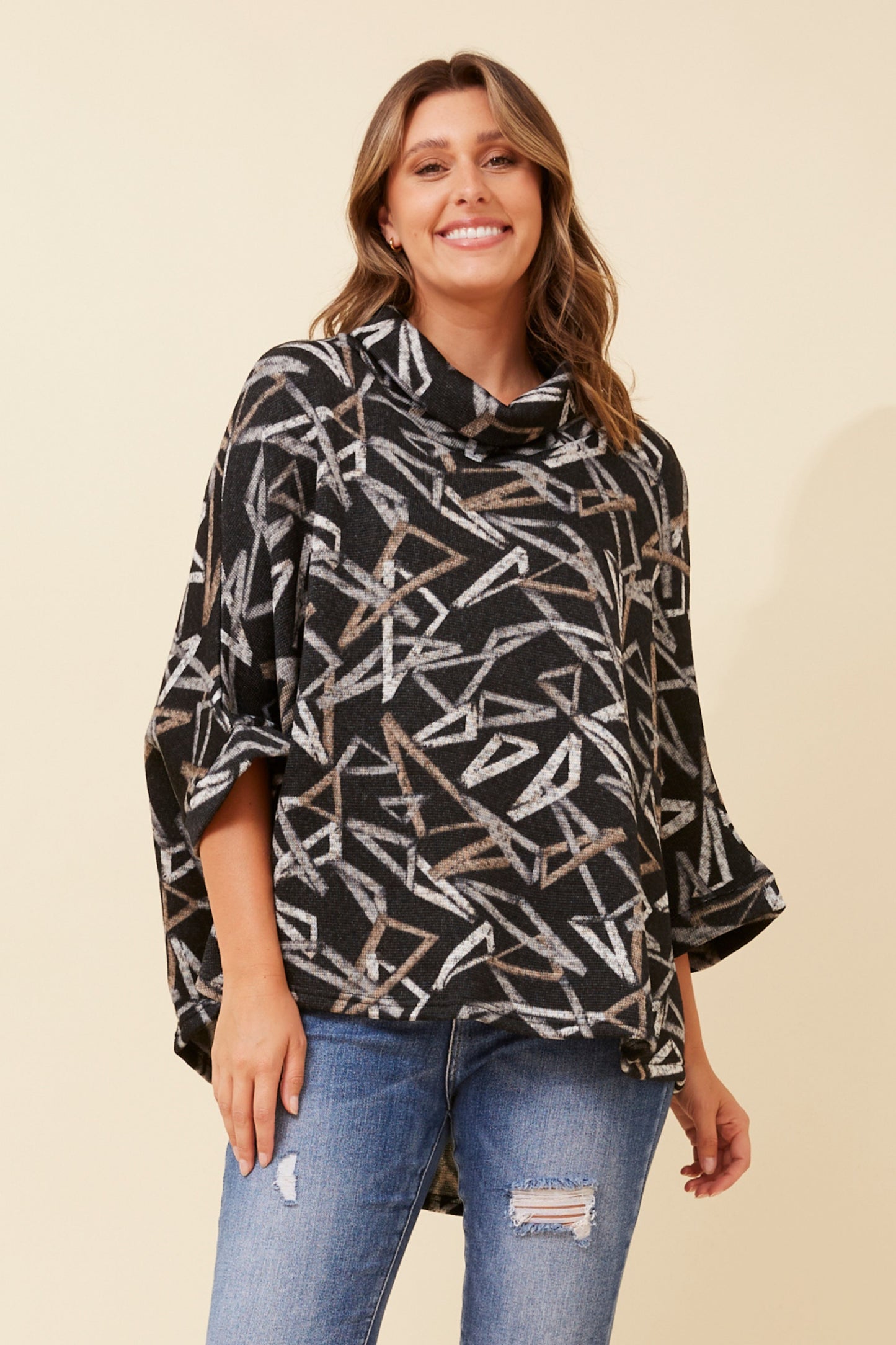 High Neck Throw-over Top