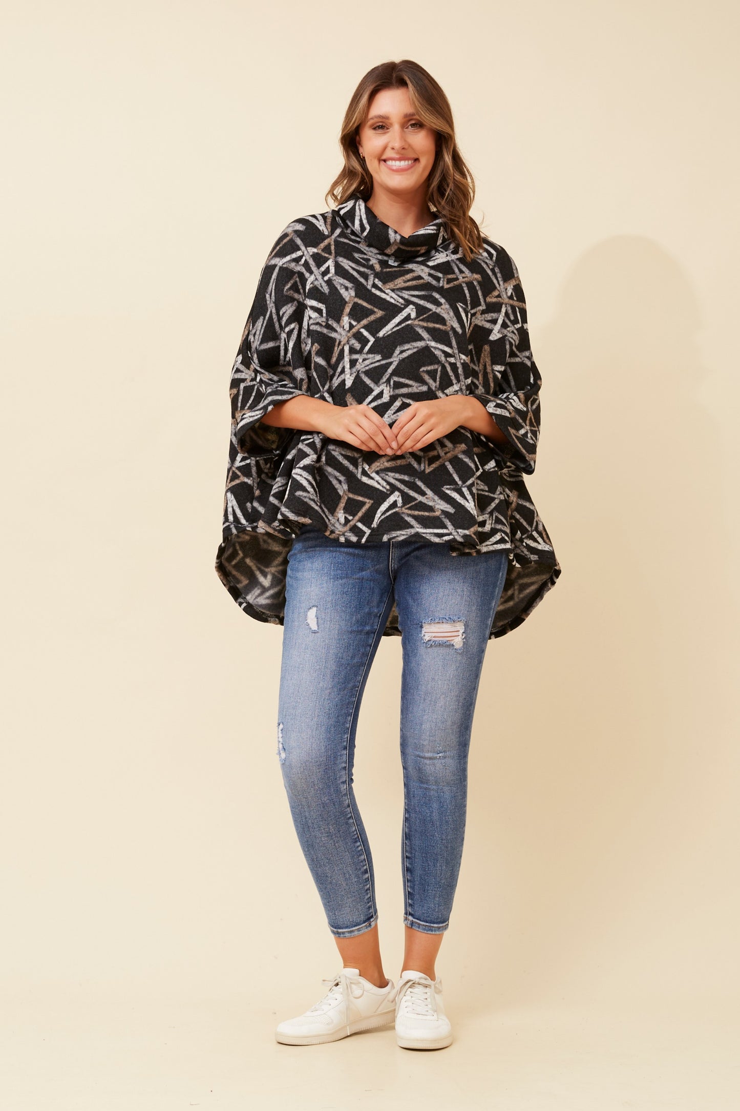High Neck Throw-over Top