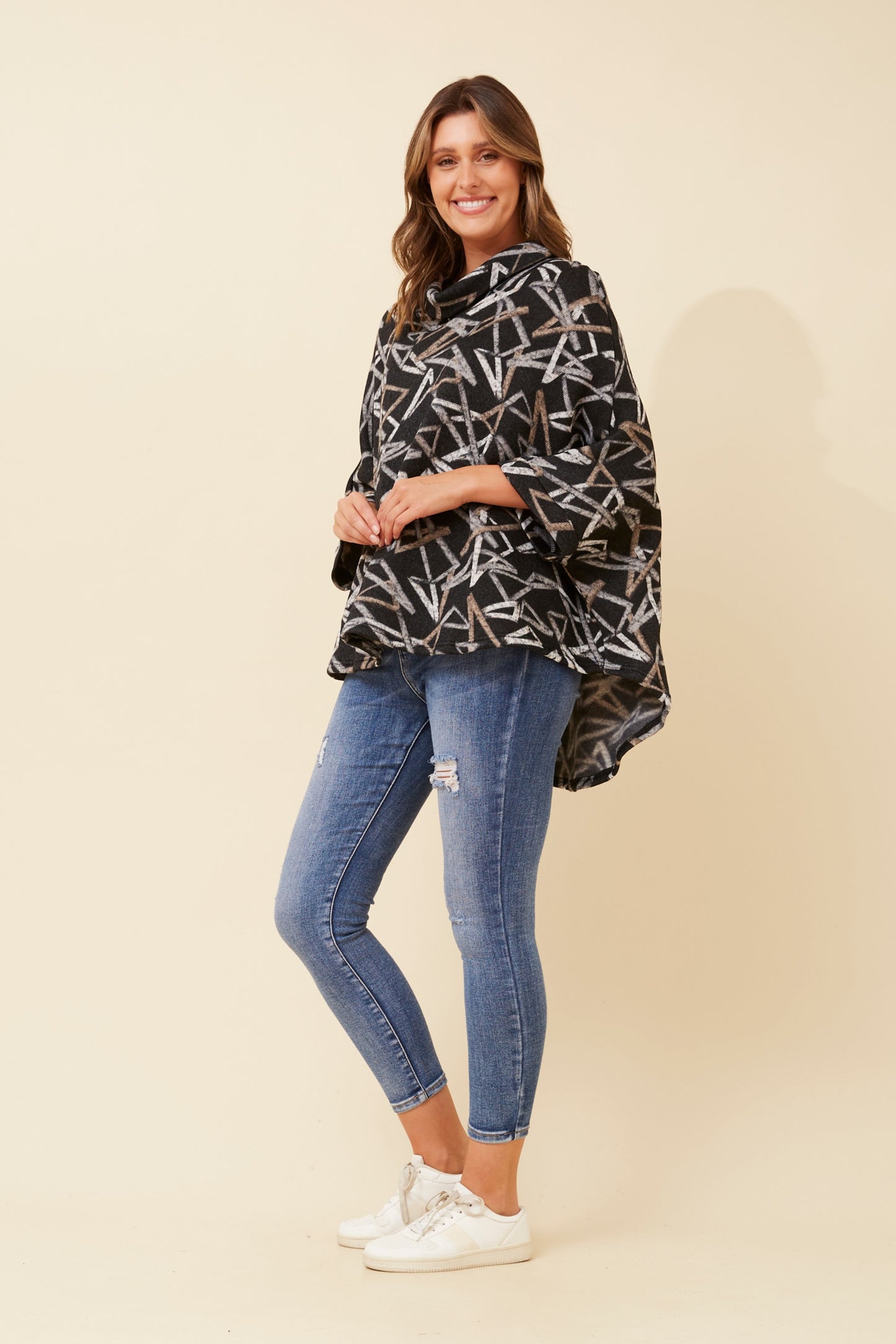 High Neck Throw-over Top