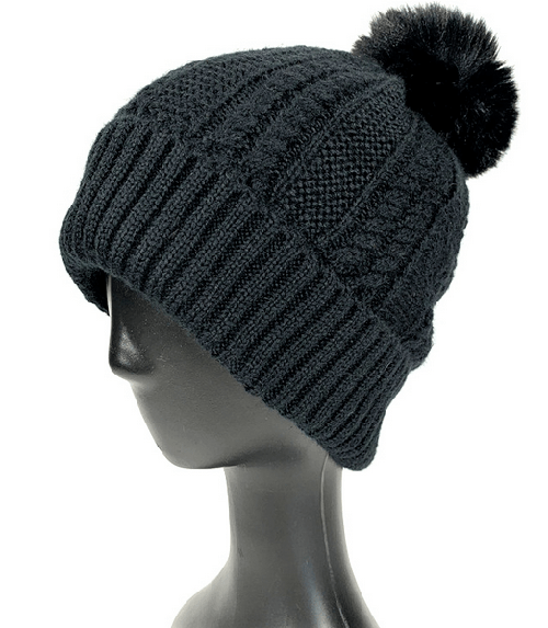 AUTN beanie Black Cable Pom Beanie