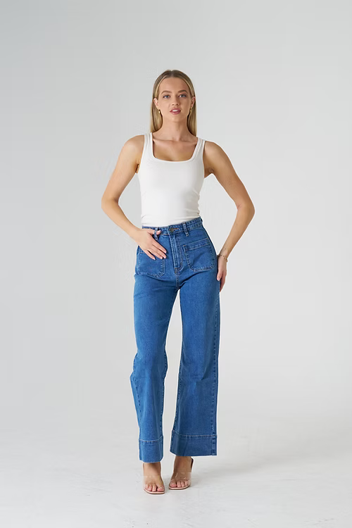 Wide Leg Pocket Jeans