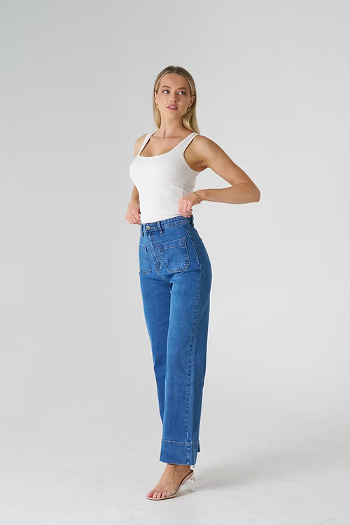Wide Leg Pocket Jeans