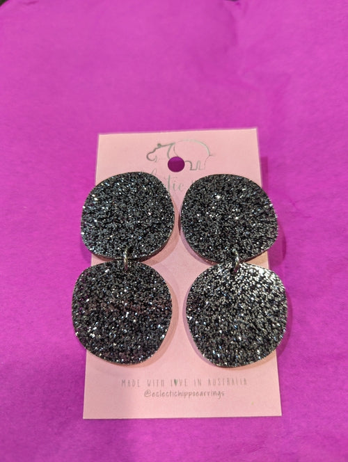 Eclectic HIPPO earrings Glitter Double Dangles