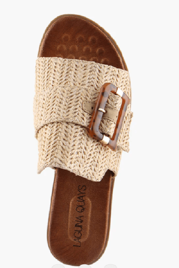 Laguna Quays Slides Beige / 36 Mivari Raffia Slide