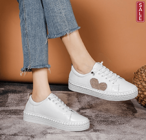 Lav-ish Sneakers Heart Sneakers- gold