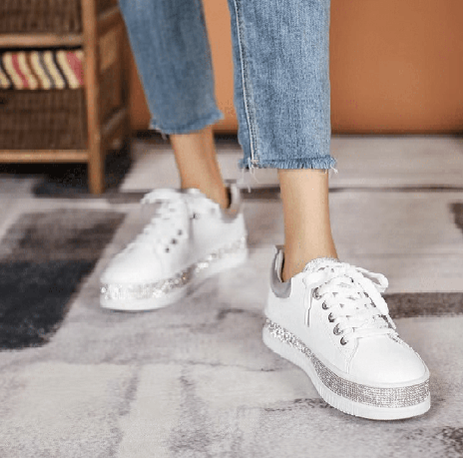 Lav-ish Sneakers Lux Crystal Sneaker- white
