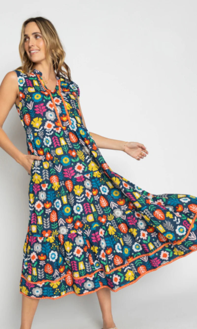 Kalina Midi Dress - Navy