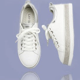 Lux Crystal Sneaker- white
