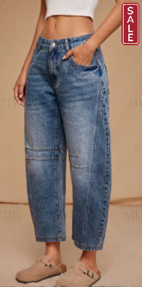 Mid Rise Barrel Denim Jeans