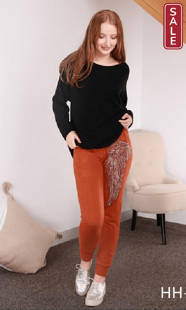 Wednesday Lulu Pants S/M / terracotta Wing Knit Joggers