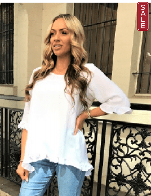 willow tree top 8 / White WTree ruffle top