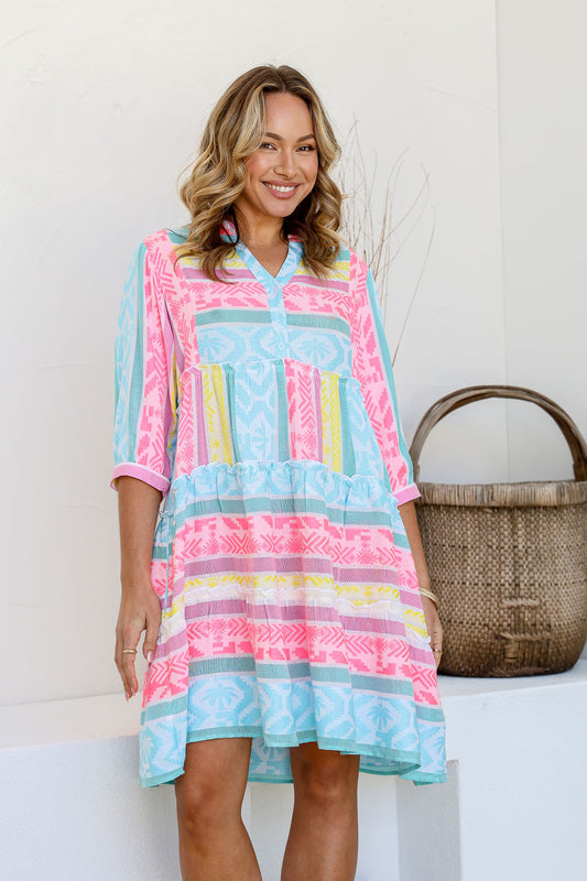 Mediterranean Dress pink/blue