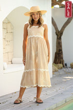 Strappy Ric Rac dress Latte