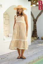 Strappy Ric Rac dress Latte