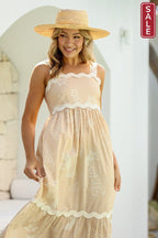 Strappy Ric Rac dress Latte