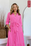 JG Pink Long collared dress Joop & Gypsy