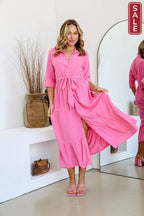 JG Pink Long collared dress