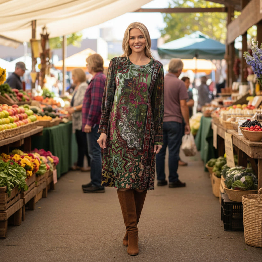 Orientique Vintage Crew neck Dress Orientque