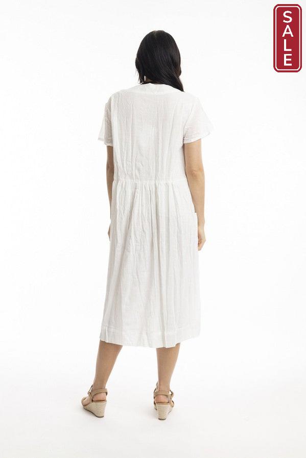 Essentials Cotton Gauze Peak Dress white