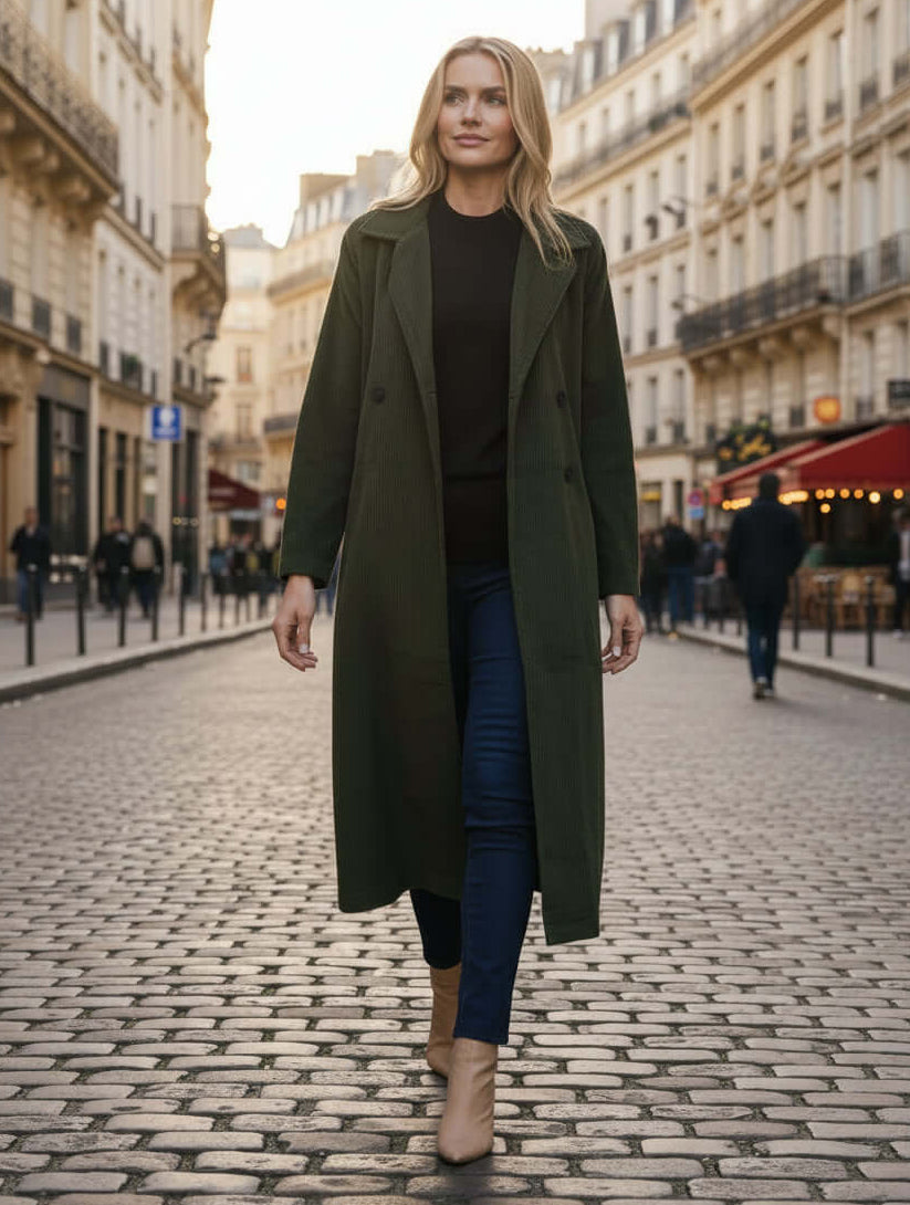 Orientique Cord Trenchcoat-Military Orientique