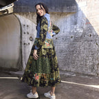 Keqioa Dress Maxi Denim Mix Orientique