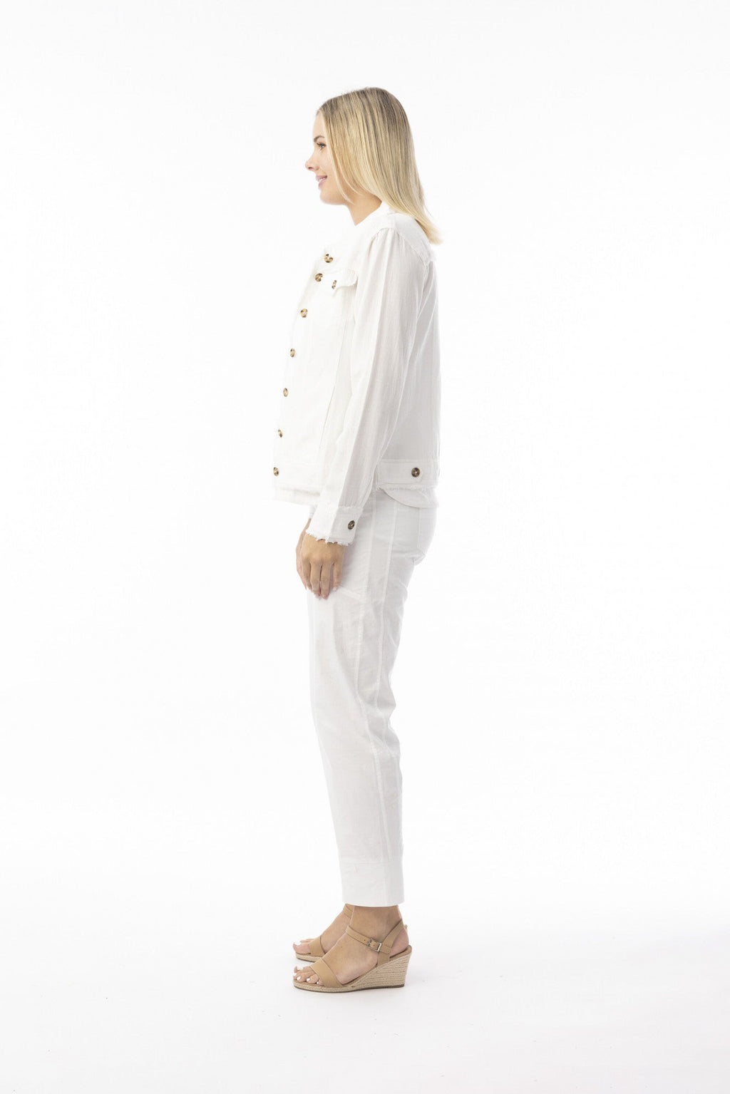 Linen Essentials Jacket-White Orientque