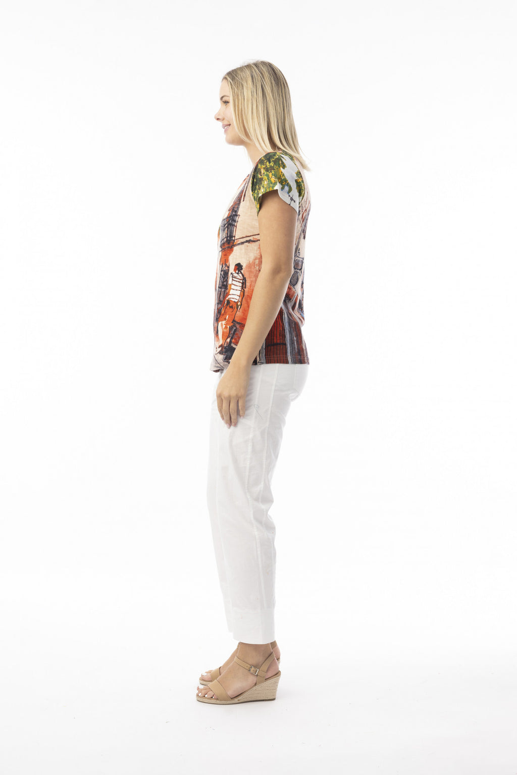 T-Shirt V-Neck Tower Peach