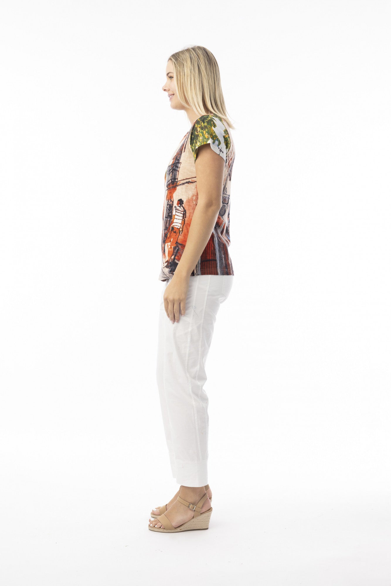 T-Shirt V-Neck Tower Peach