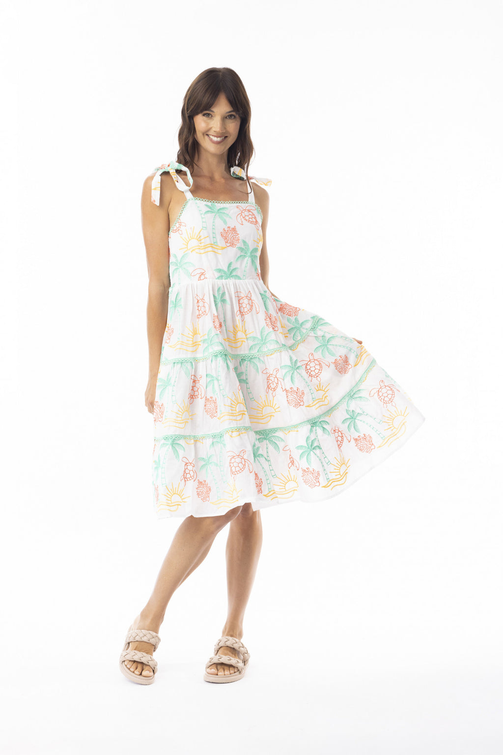 Coral Tie Strap Dress