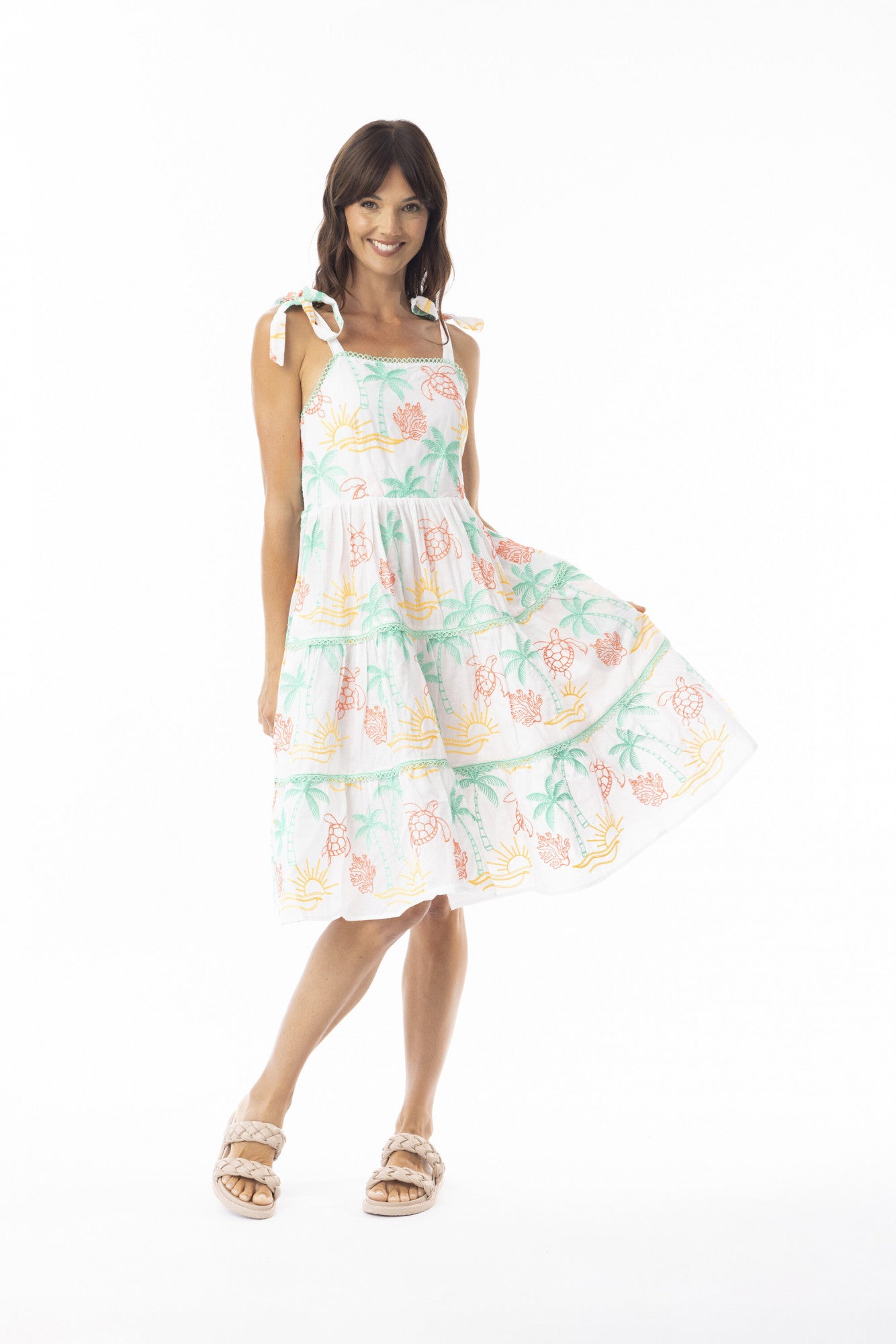 Coral Tie Strap Dress