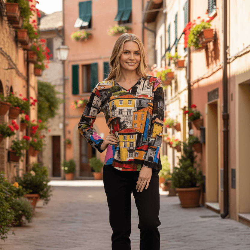 Contemporary V neck Tee Porto Orientique