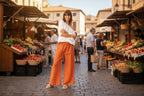 Linen Solid Pant Wide Leg Mandarin