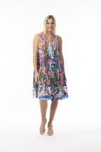 Pleated V Cotton Dress -Scooter