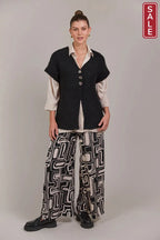 Folie Button Vest Black
