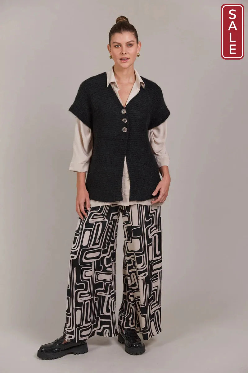 Folie Button Vest Black