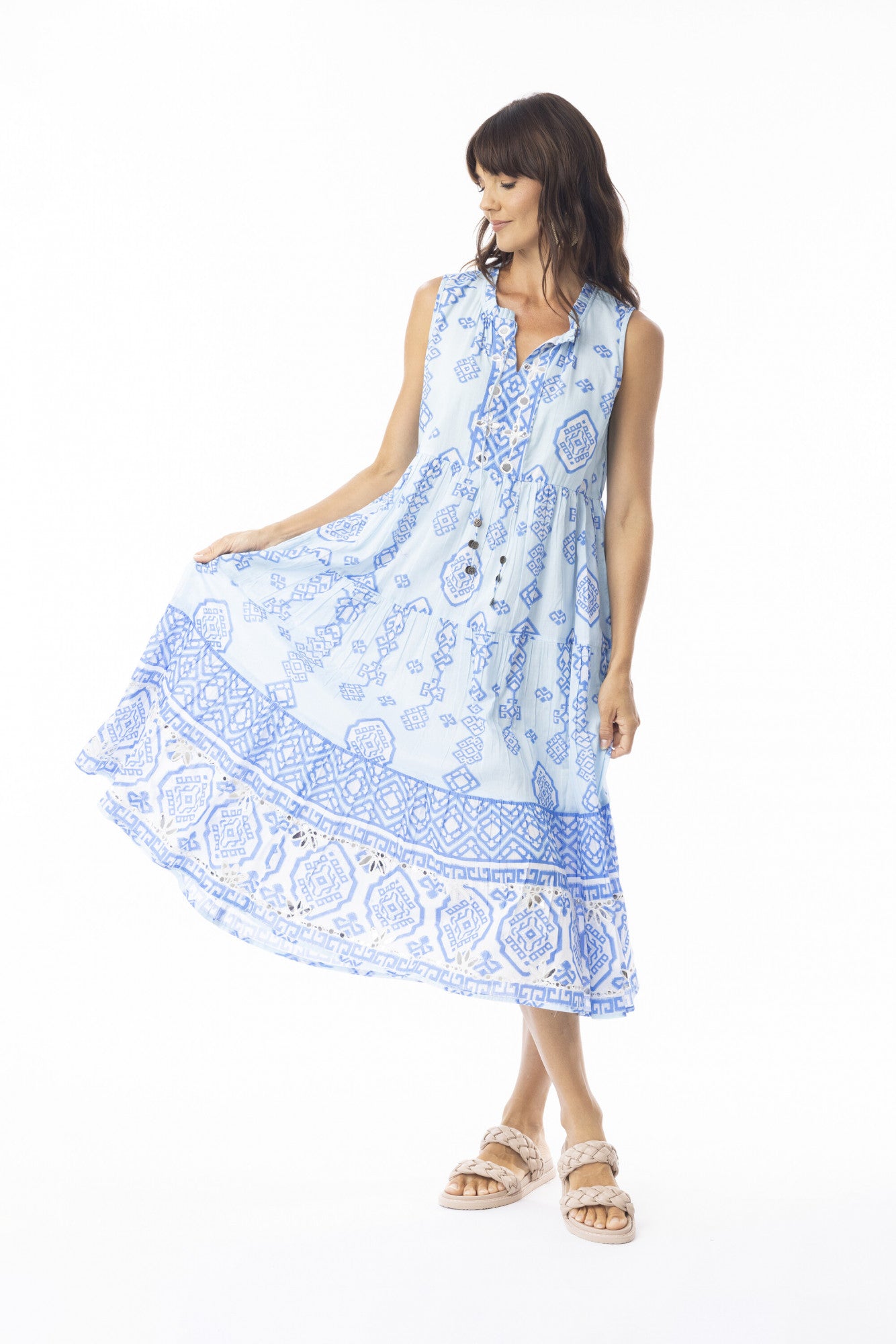 Carla Sleeveless Dress Blue